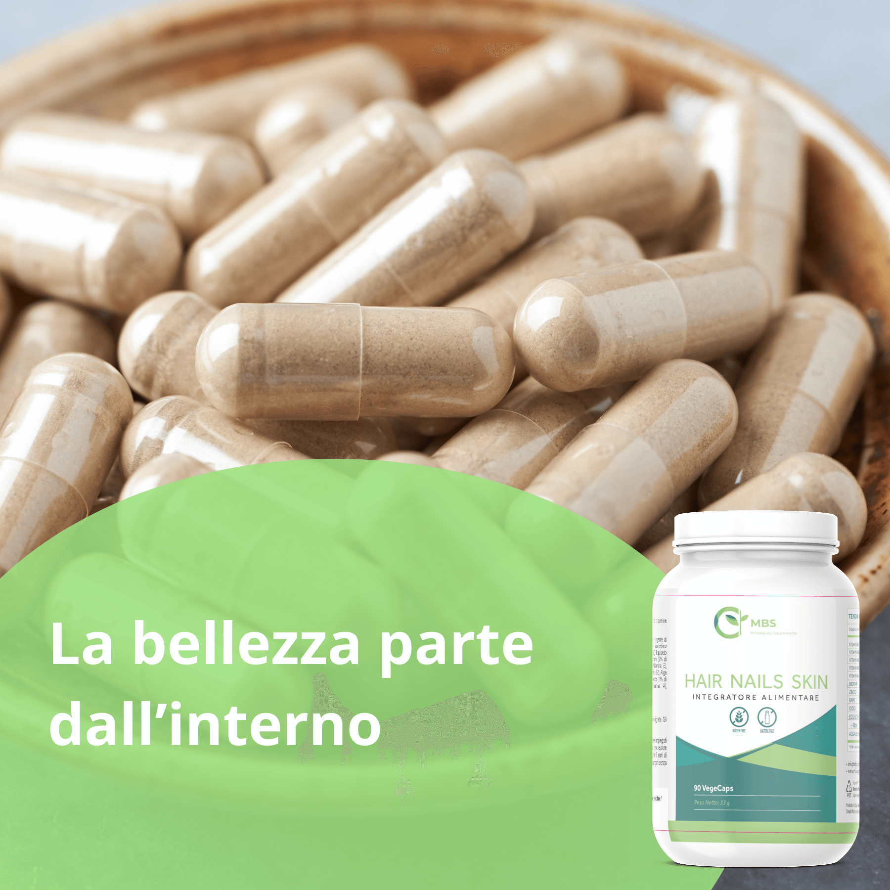 Vitamine per capelli con Biotina, collagene e acido ialuronico